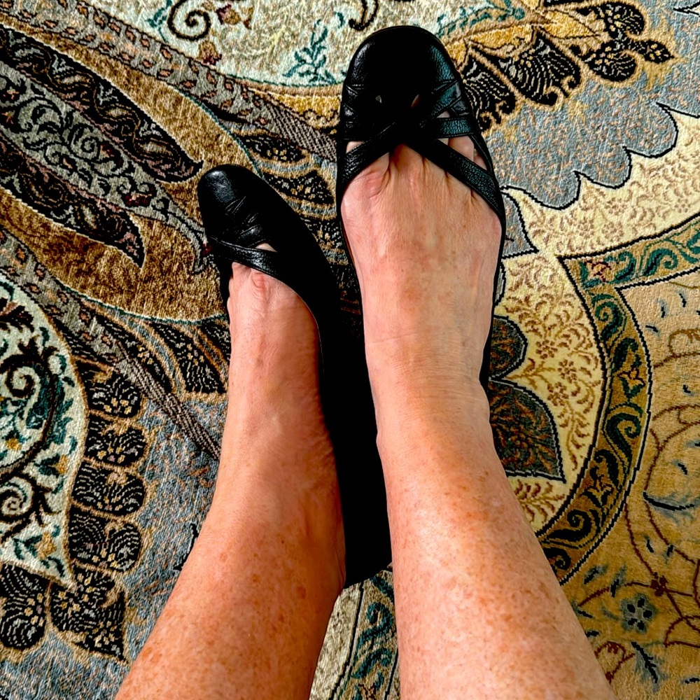 Jimmy Choo black leather flats size 38